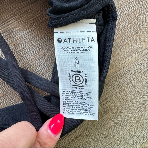 Athleta Train Free Asymmetrical Charcoal Strappy Sports Bra - Picture 3 of 3